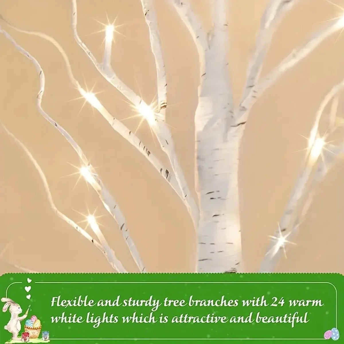 24-LED Birch Tree Light with Adjustable Branches – Battery-Powered LED Tree Lamp for Bedroom, Party, Outdoor & Christmas Decor