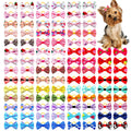 30-Pack Dog & Cat Hair Bows with Elastic Bands - Handmade Movable Puppy Bows, Cute Pet Hair Accessories