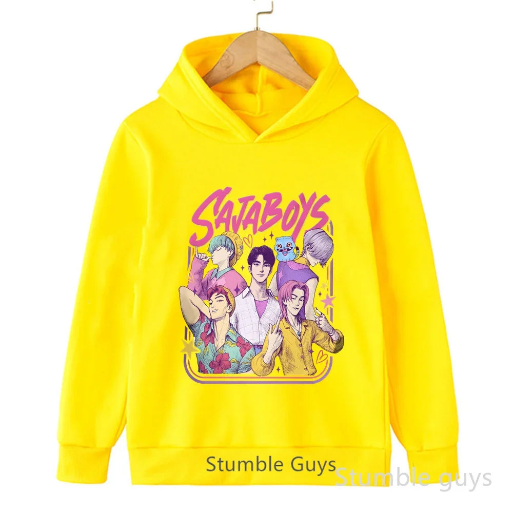 Kids Anime Demon Hunters Hoodie - K-Pop Style Warm Casual Sweatshirt for Boys & Girls