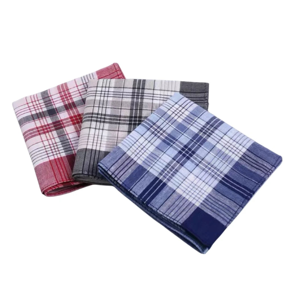6-Pack Pure Cotton Plaid Handkerchiefs 15.7 x 15.7 in (40 x 40 cm) Absorbent Unisex Sweat-Wiping Cloths for Wedding Favors, Table Mats & Outdoor Use