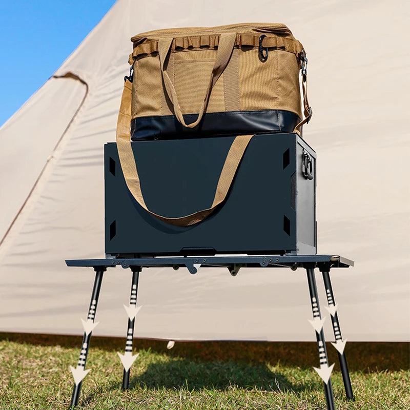 Folding Aluminum Camping Table 72 x 47 cm (28.3 x 18.5 in) Adjustable Height 34/54 cm (13.4/21.3 in) Portable Picnic BBQ Table