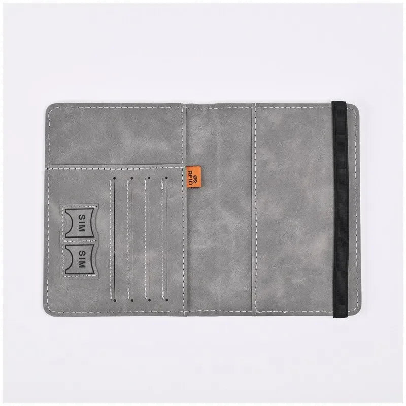 Men's PU Leather Passport Wallet, Travel Card & Business Card Holder