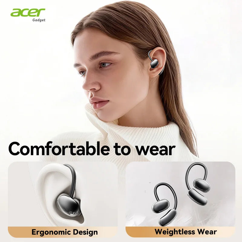 Over-Ear Wireless Headphones — Open Design, Bluetooth 5.4, HD Sound & Large Diaphragm, Noise-Reducing Mic, Secure Fit for Sports & Cycling
