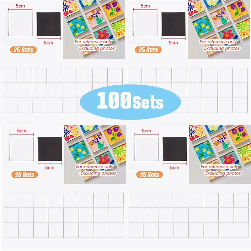 DIY Fridge Magnet Kit – 50 or 100 Pack Transparent Acrylic Magnets with Adhesive Backing (50 x 50 x 2 mm | 2.0 x 2.0 x 0.08 in)