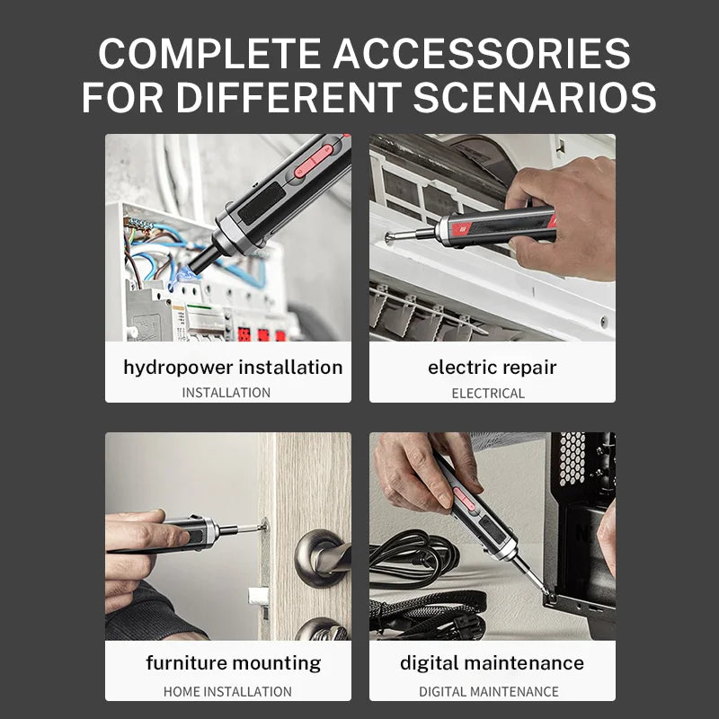 Cordless Electric Screwdriver Set – Rechargeable USB Tool Kit with LED Light for Home Repair