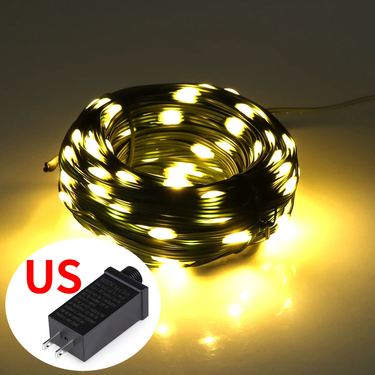 Holiday & Christmas Outdoor LED String Lights - Green PVC, Waterproof IP65, 8 Modes, 10–100 m (33–328 ft)