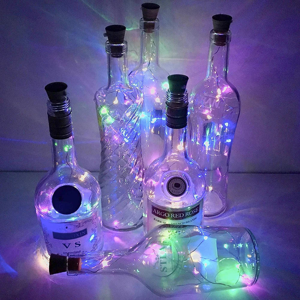 Solar Wine Bottle Cork String Lights — 10/15/20 LED Copper Wire Fairy Lights for Wedding, Party & Garden
