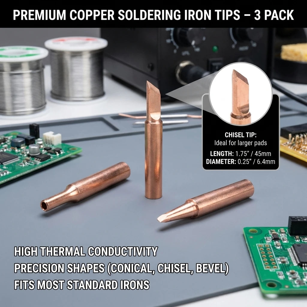 5-Pack Pure Copper Soldering Iron Tips – Lead-Free DIY Electronics Repair Tips for Electric Soldering Irons