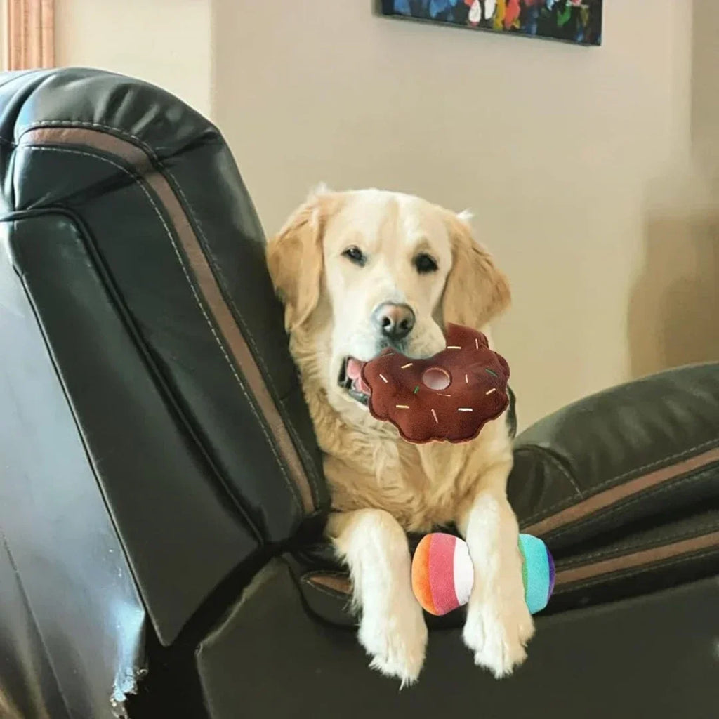 7-Piece Plush Puppy Squeaky Toy Set – Fruit & Vegetable Chew Toys for Dogs