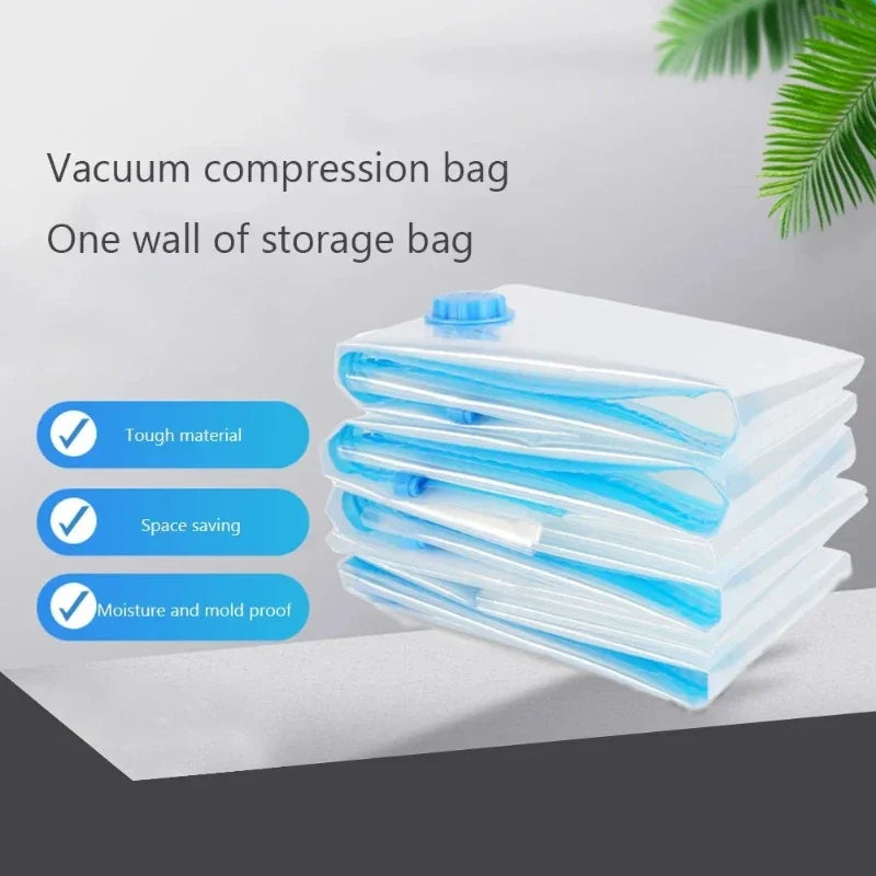 Reusable Vacuum Storage Bags — 7 Sizes, Space-Saving Clothes & Blanket Organizer (Works with Hand Pump or Vacuum Cleaner)