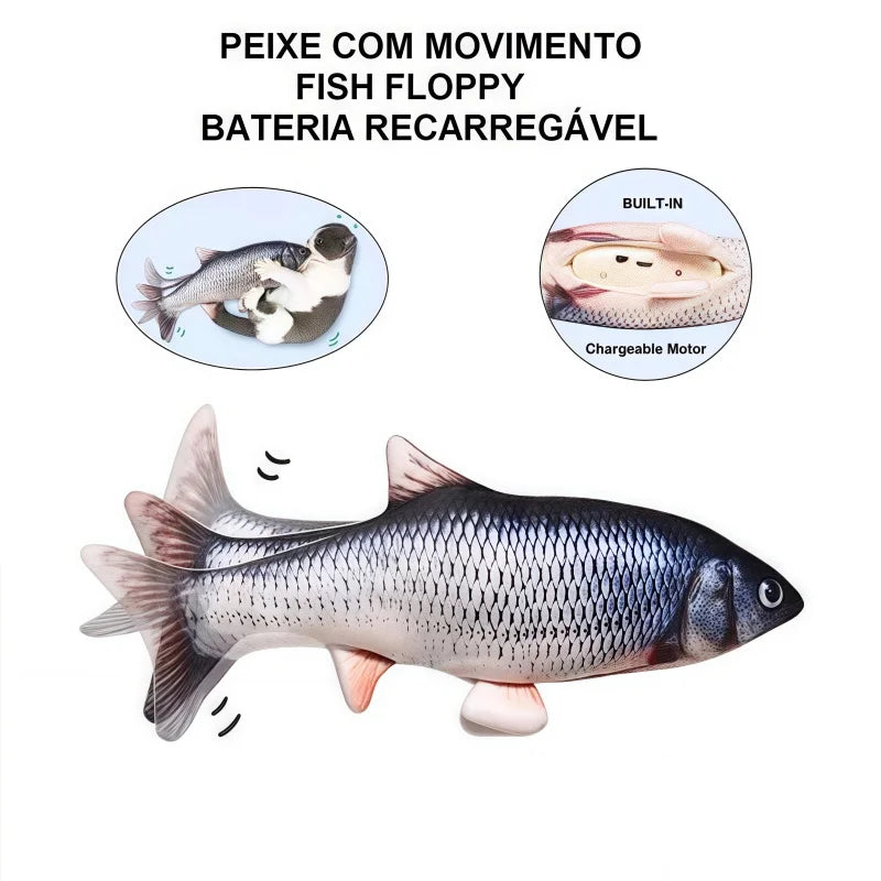 USB Rechargeable Interactive Swinging Fish Cat Toy – 11 x 6 in (28 x 15 cm) for Cats & Small Pets