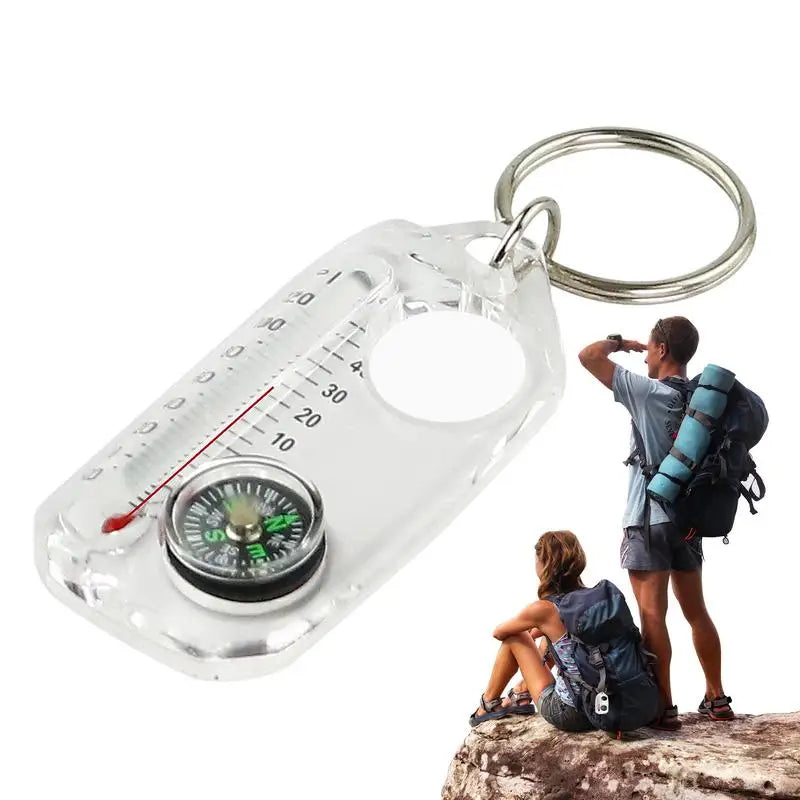 Mini Compass Keychain with Thermometer for Camping, Hiking, Climbing - Portable Outdoor Survival Tool