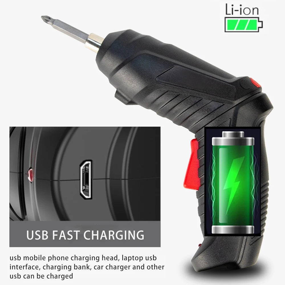 47-Piece 3.6V Cordless Electric Screwdriver Kit, 1800mAh Rechargeable Mini Drill for Home DIY & Furniture Installation