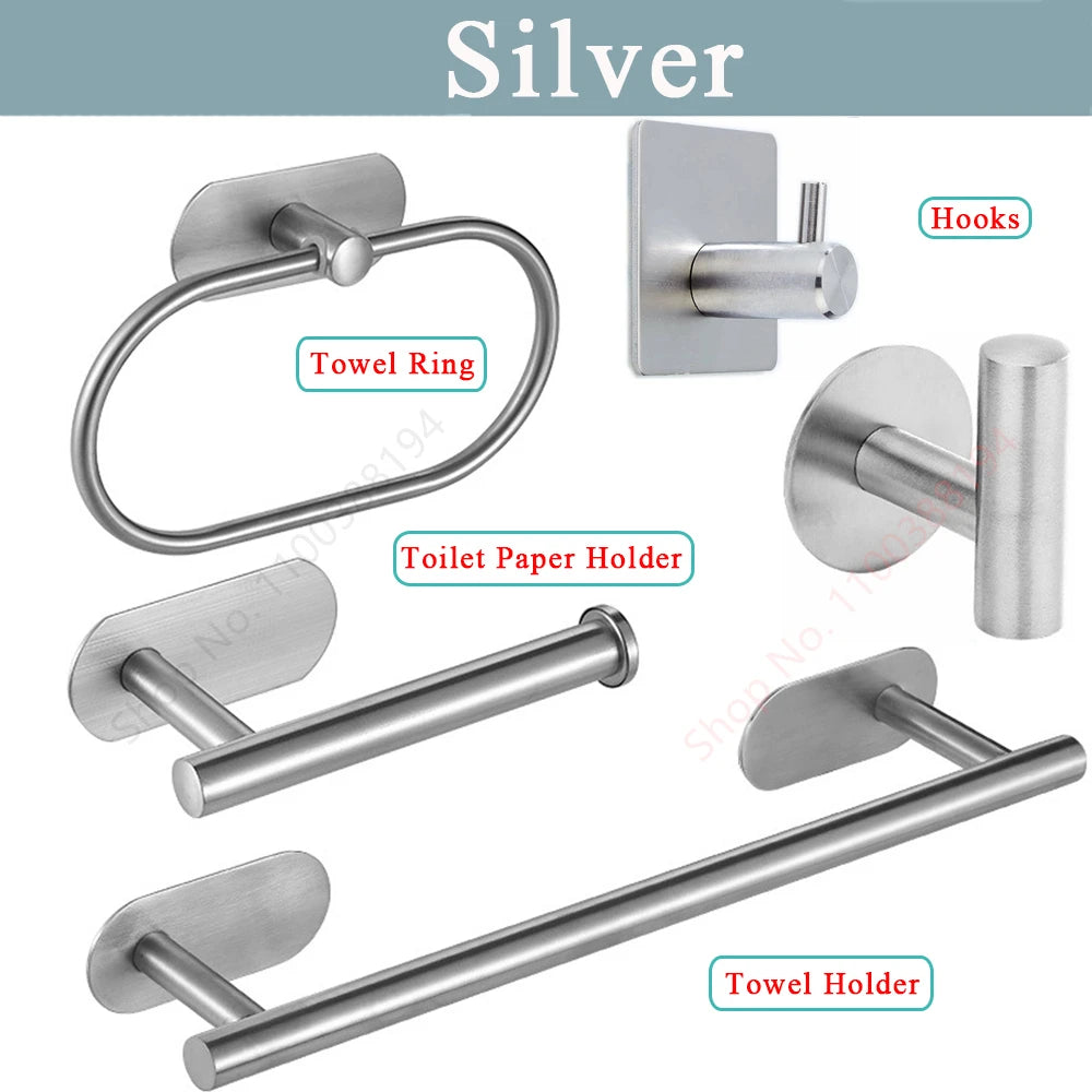 Self-Adhesive Stainless Steel Toilet Paper Holder — No-Drill Wall Mount Tissue & Towel Dispenser (Holds up to 30 cm / 11.8 in)