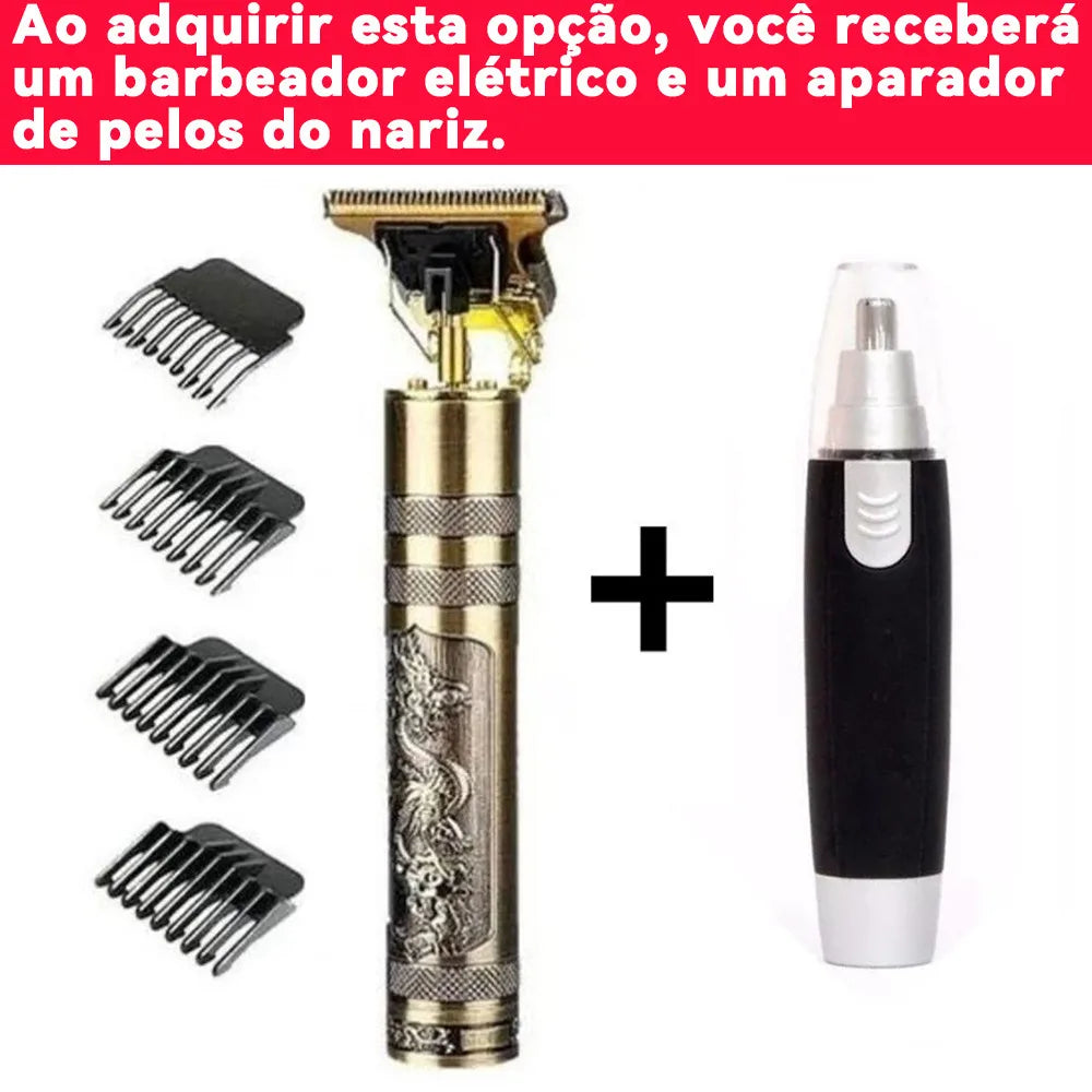 Rechargeable Hair Clipper & Electric Shaver Grooming Kit — Dragon Design, USB Rechargeable