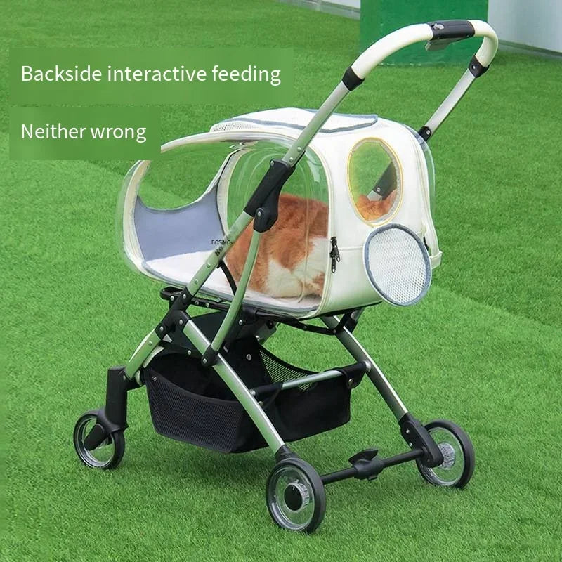 Transparent Foldable Pet Stroller for Small & Medium Dogs — Lightweight Detachable Dog Cart with Canopy