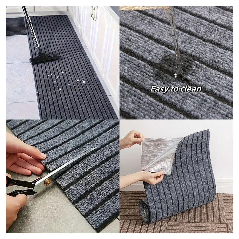 DIY Self-Adhesive Non-Slip Striped Floor Mat Roll 40 cm x 3 m (15.7 in x 9.8 ft) Kitchen Door Mat Runner Hallway Rug