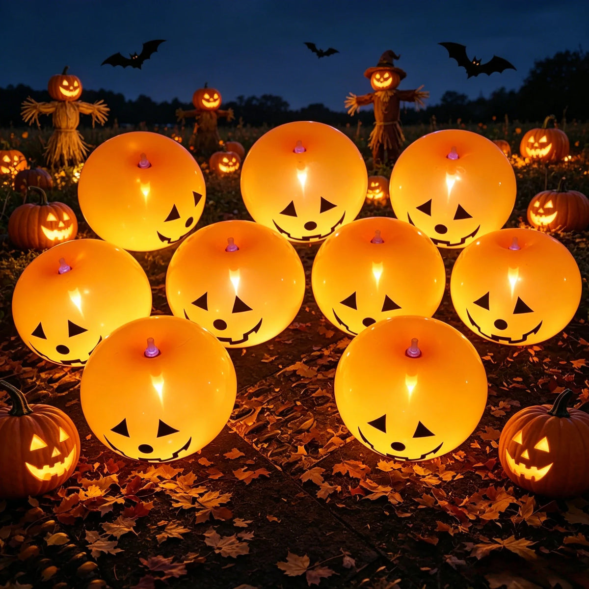 Halloween LED Light-Up Balloons Glowing Party Balloons for Haunted House, Home & Festival Decorations