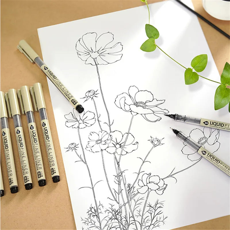 Big Capacity Waterproof Brush Pen Marker - Pigment Ink for Sketching, Comics & Calligraphy - Single