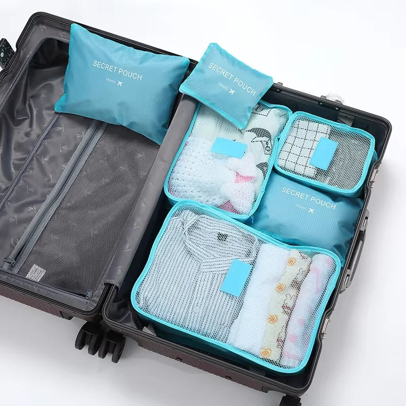 6-Piece Travel Packing Cubes Set Foldable Luggage Organizers for Clothes, Shoes & Toiletries