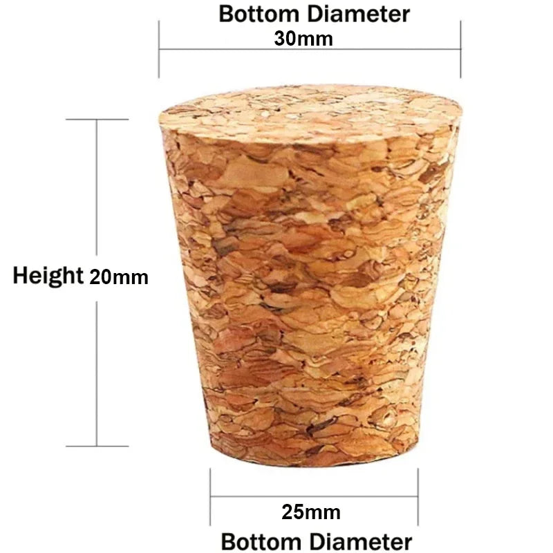 Wooden Conical Cork Stoppers - 5/10/20/50 Pack for Wine Bottles, Crafts & DIY