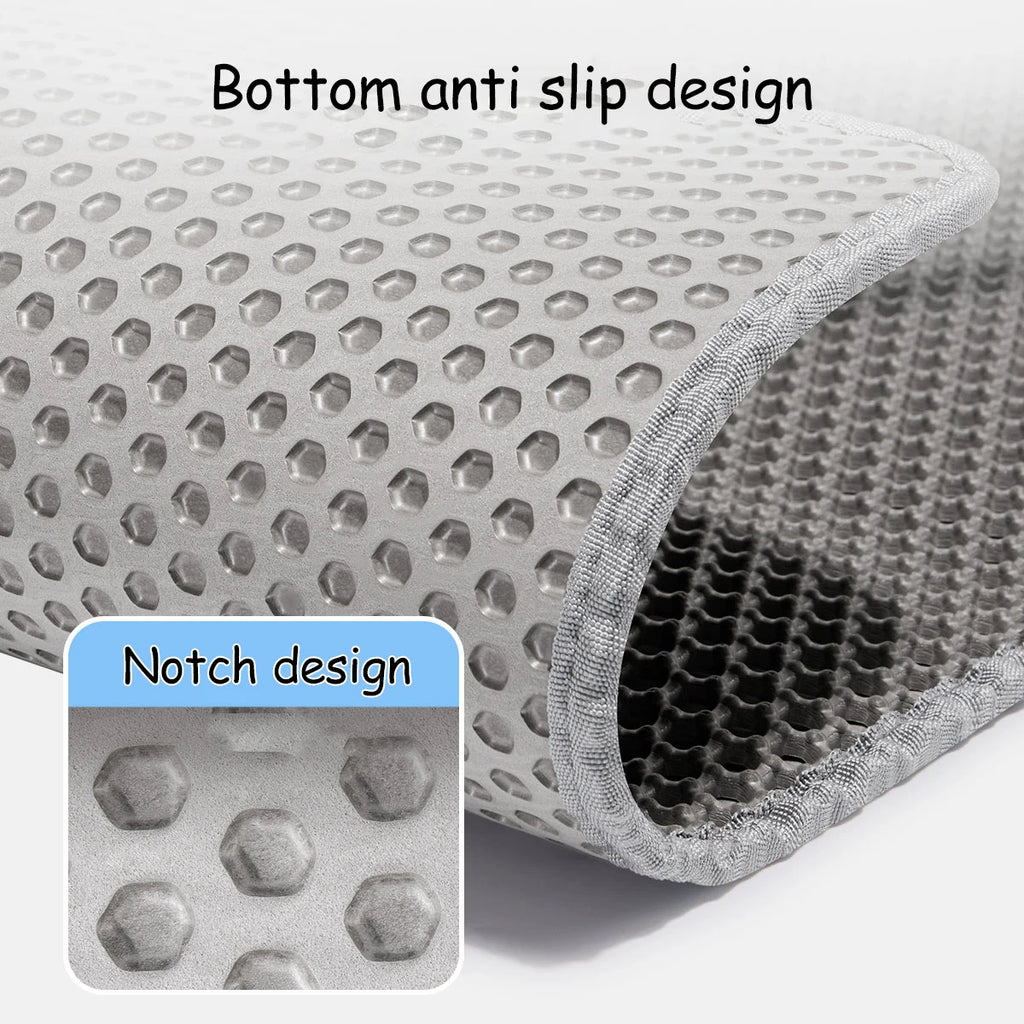 60 x 90 cm (24 x 35 in) Waterproof Double-Layer Cat Litter Mat – Non-Slip Washable EVA Pet Litter Tray Pad