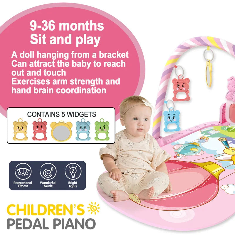 Baby Kick & Play Piano Gym Mat - Musical Tummy Time Activity Playmat for 0-36 Months (30 x 23 x 16.5 in / 76 x 58 x 42 cm)