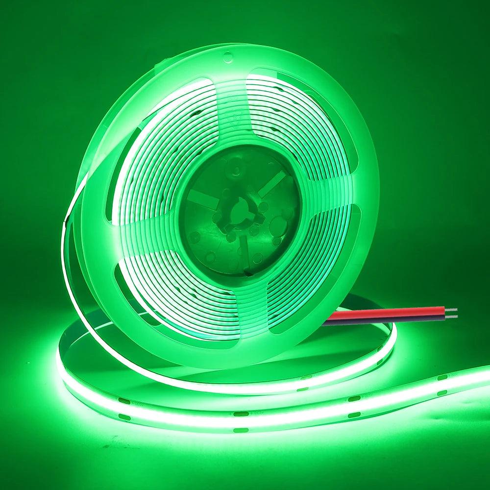 COB LED Strip Light 320 LEDs/m – 3/5/8mm PCB (0.12/0.20/0.31in), 5V/12V/24V, Flexible Tape 0.5–5m (1.6–16.4 ft), Warm/Natural/Cool White + RGB