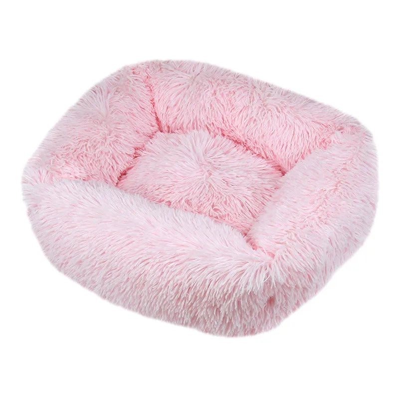 Luxury Plush Square Dog Bed Calming Washable Pet Mat for Small Medium Large Dogs (XS S M L)