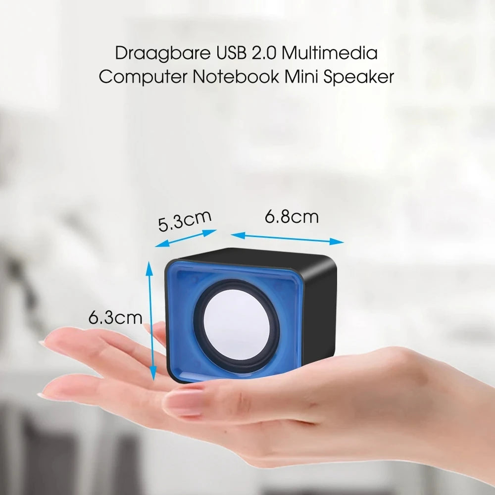Mini USB Computer Speakers 2.0 Stereo – Portable Desktop & Laptop Speakers, 3.5mm AUX, RMS 3W x2 (Blue/Black/Red/White)
