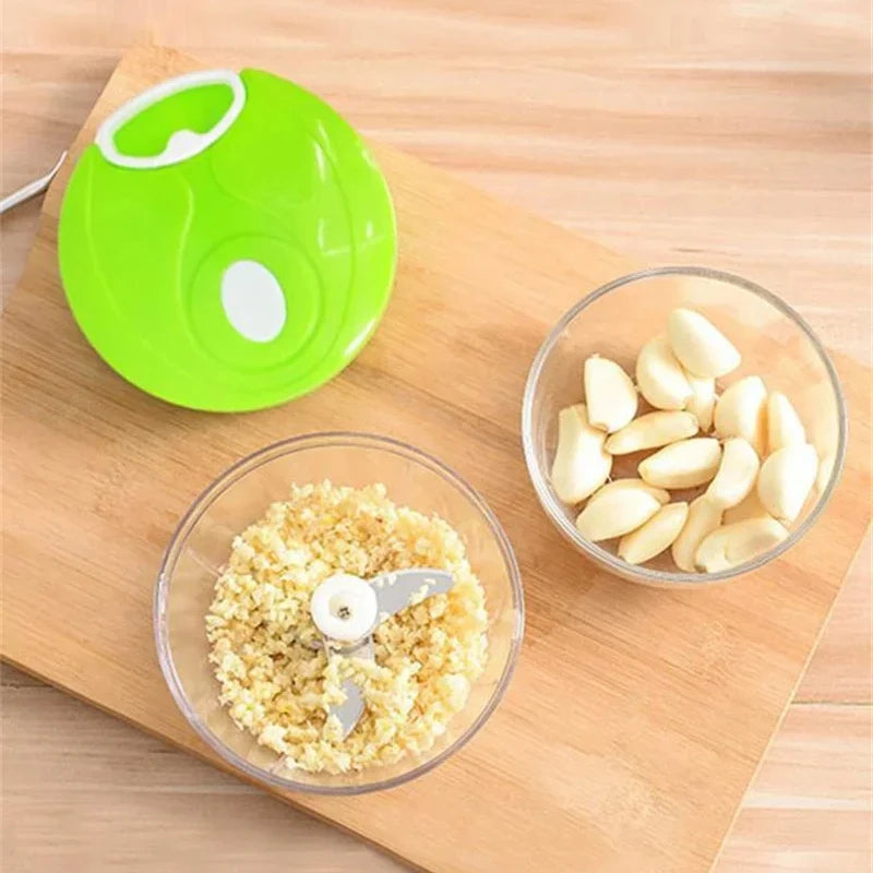 Manual Rope-Pull Food Chopper 500ml (17 fl oz) – Garlic Press, Vegetable & Meat Mincer