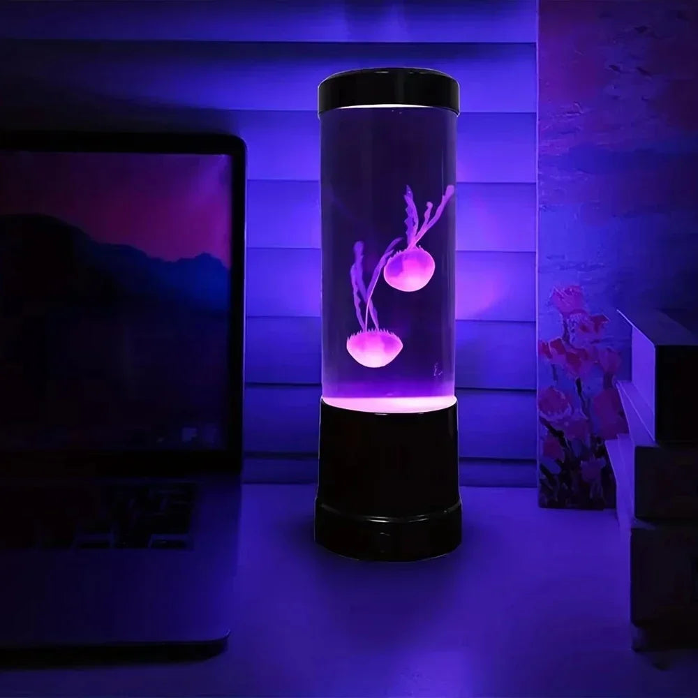 LED Jellyfish Night Light with Remote — 8-Color USB Mood Lamp for Home, Aquarium & Desk