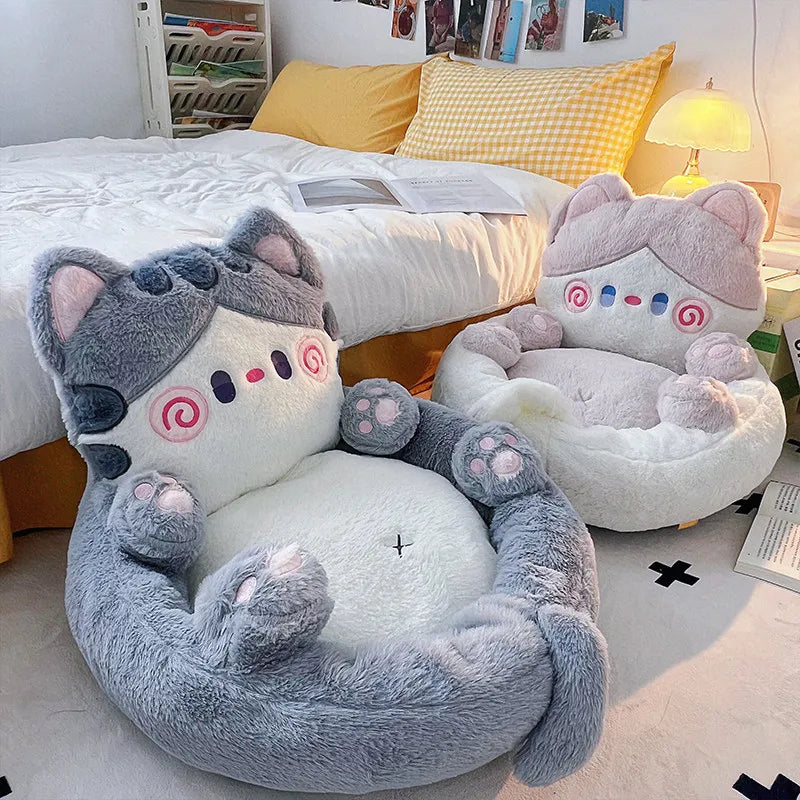 Toddler Convertible Sofa Bed Plush Kids Armchair with Removable Washable Cover for Nursery & Playroom, Gray/Black/White