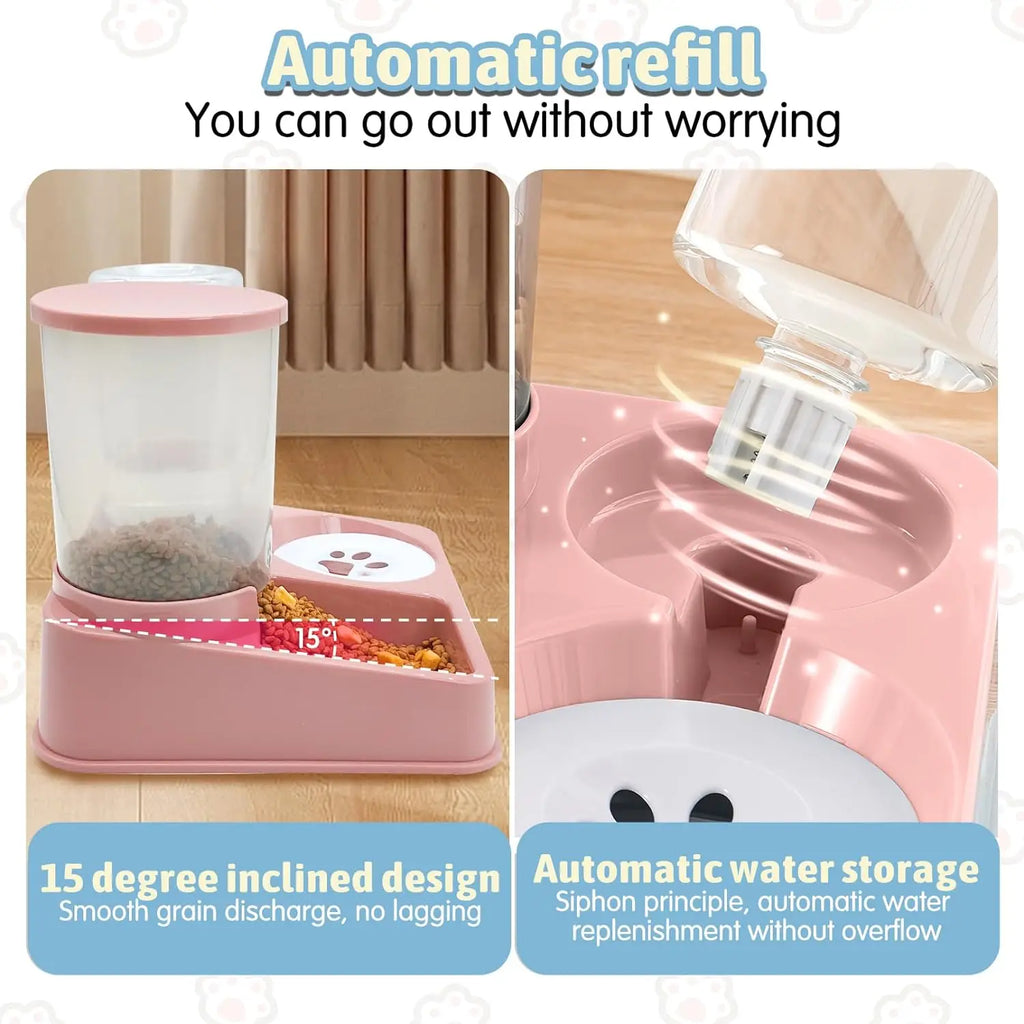 Automatic 2-in-1 Gravity Pet Feeder & Water Dispenser — Tilted Food and Waterer for Cats & Small Dogs