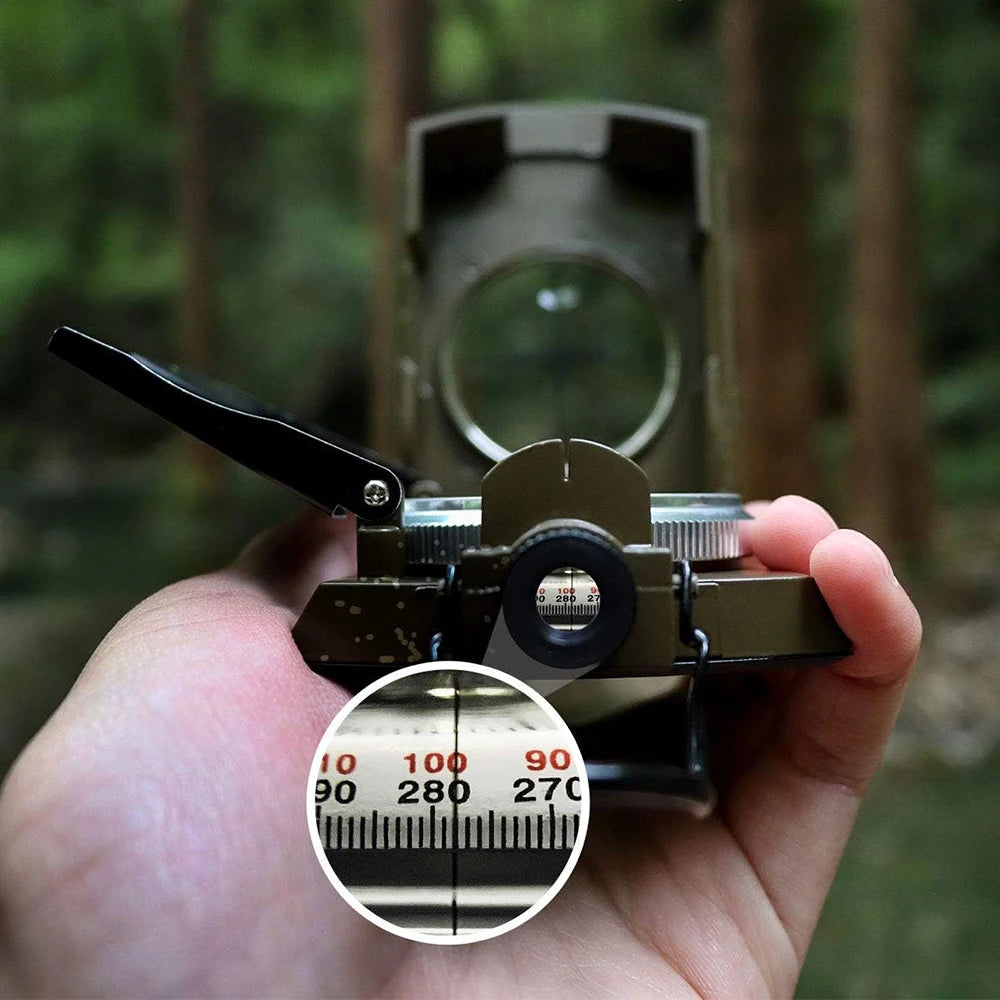 Multifunctional High-Precision Waterproof Military Compass for Camping & Hiking — Metal Survival Compass with Fluorescent Dial, 3.7 x 2.6 x 1.1 in (9.4 x 6.6 x 2.8 cm)