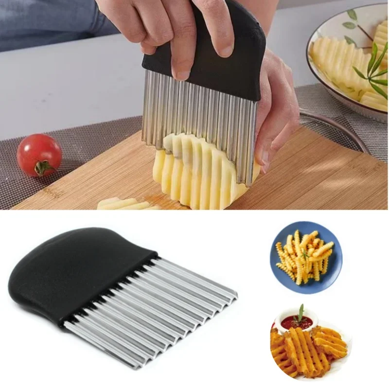 Stainless Steel Crinkle Potato Slicer Wavy Vegetable & Fruit Cutter French Fry Maker