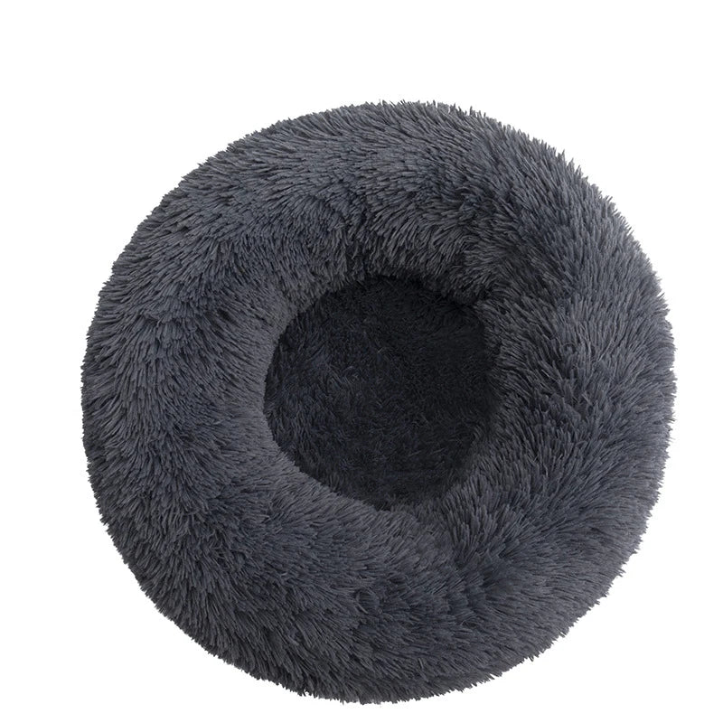 Round Plush Pet Bed 40–100cm (15.7–39.4 in) — Super Soft Long Plush Dog & Cat Bed, Winter Warm Nest