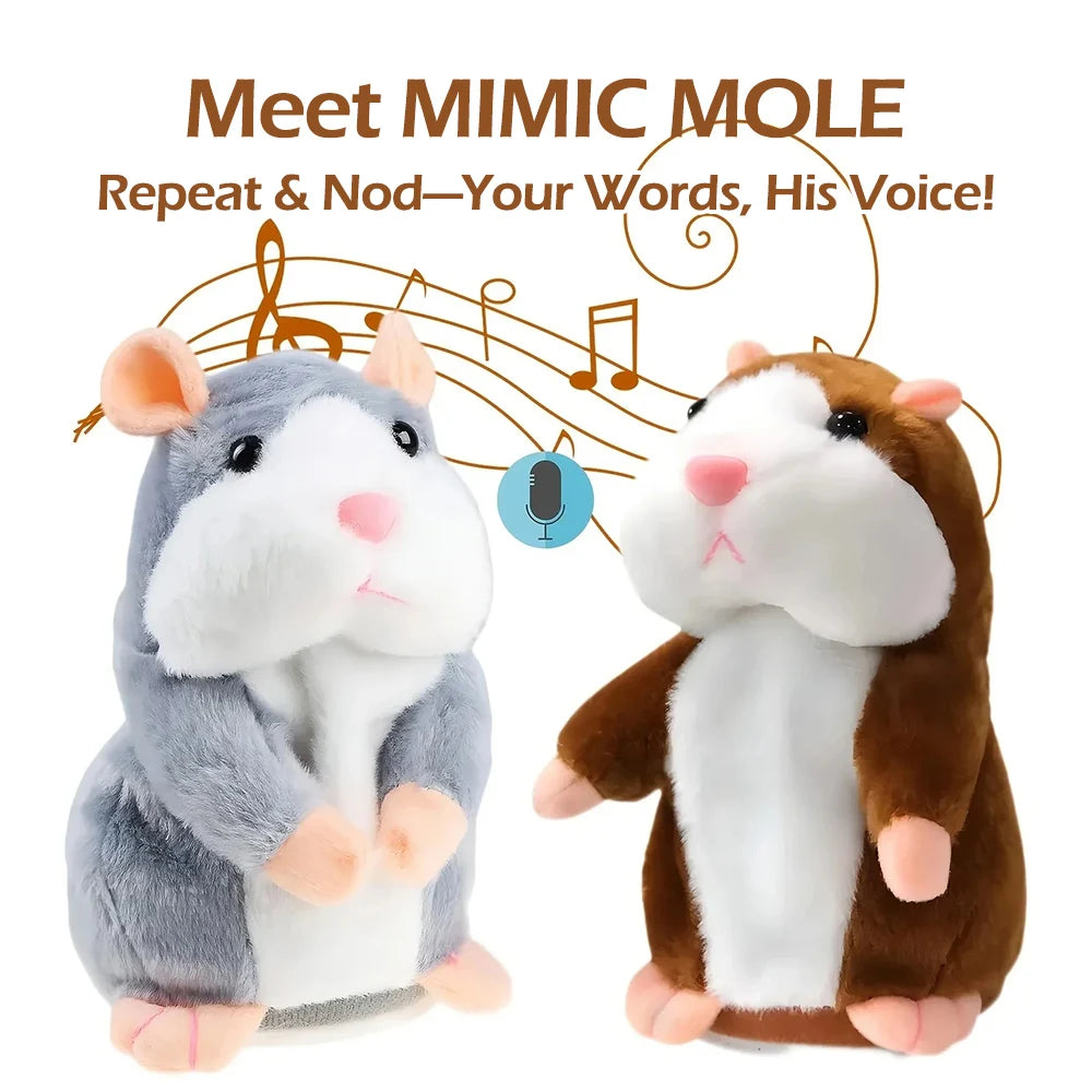 Interactive Talking Hamster Plush Toy, Nodding Voice-Imitating Stuffed Animal, Soothing Baby & Kids Gift