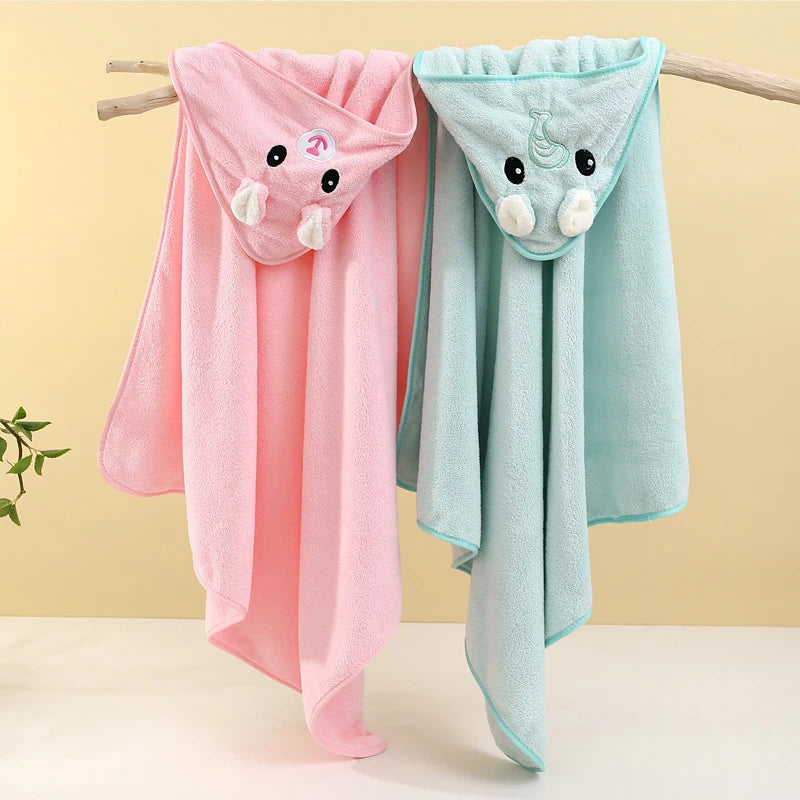 Toddler and Baby Hooded Towel Super Soft Coral Velvet Bathrobe Swaddle Wrap for Newborns and Kids