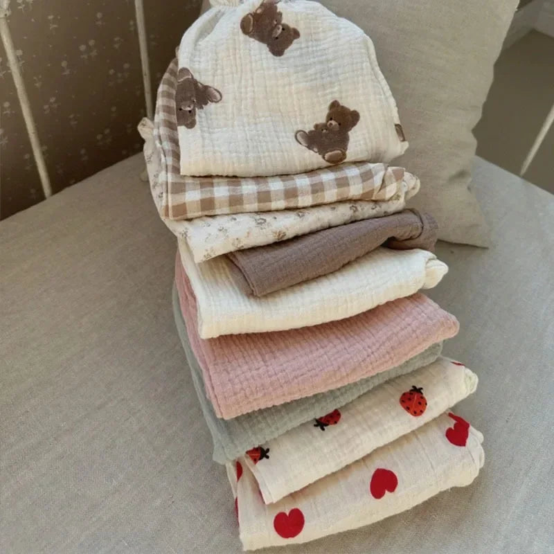 Organic Cotton Baby Pants – Soft Muslin Bloomers for Newborns & Toddlers, Elastic Mid Waist, Cute Animal & Floral Prints