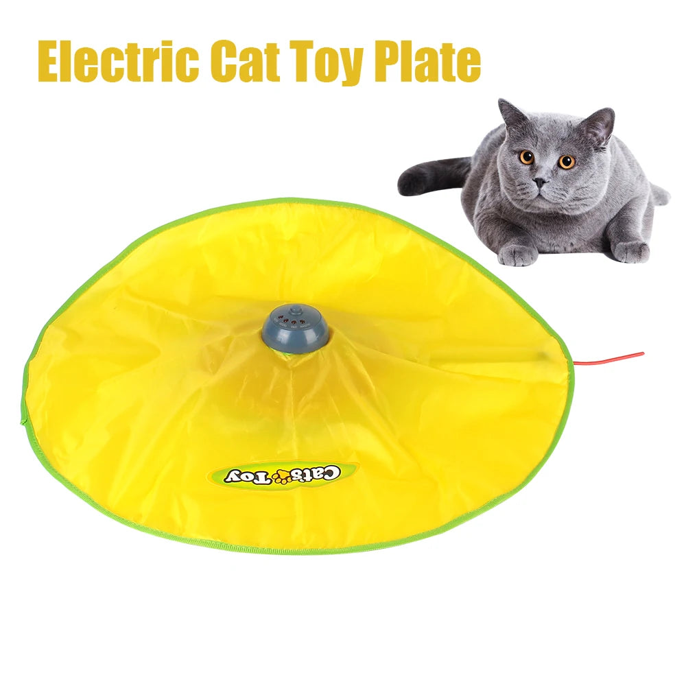 Interactive Automatic Cat Toy – Fabric Undercover Mouse with Moving Feather, 4-Speed Electric Play Plate for Cats