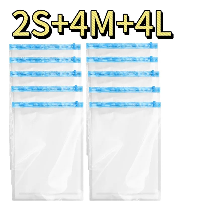 Travel Compression Vacuum Bags – Reusable Roll-Up Space Saver Bags for Luggage, Clothes & Bedding