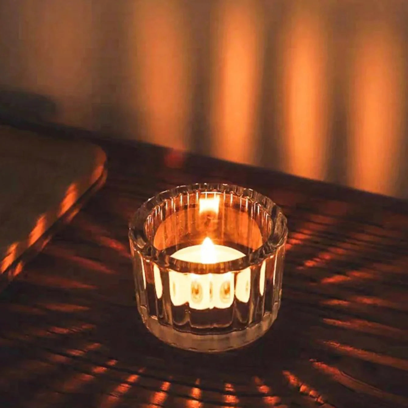 2-Pack Clear Glass Tealight Candle Holders – Small Mini Candlestick Table Centerpiece for Wedding, Home & Party