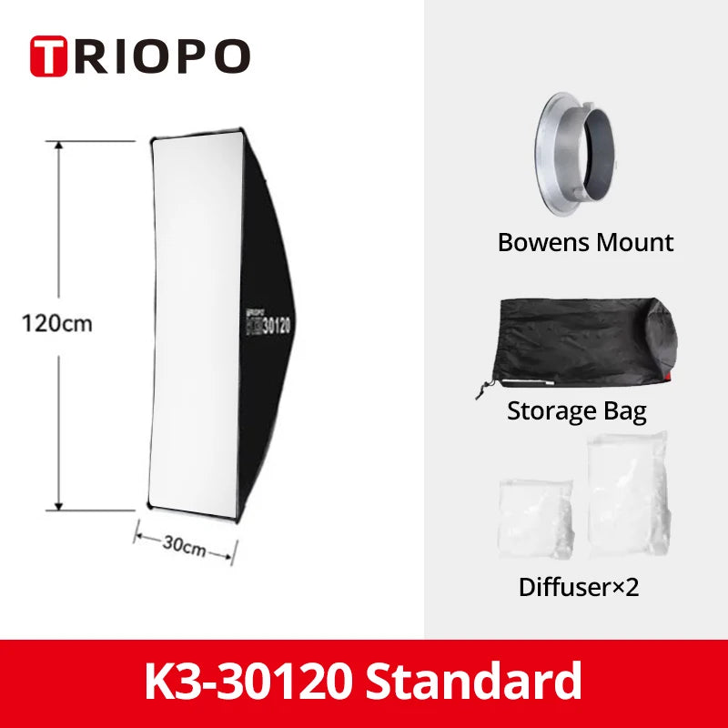 Quick-Setup Octagon Softbox with Bowens Mount — 55/65/90/120cm (21.7/25.6/35.4/47.2 in) for Studio LED Video Lights