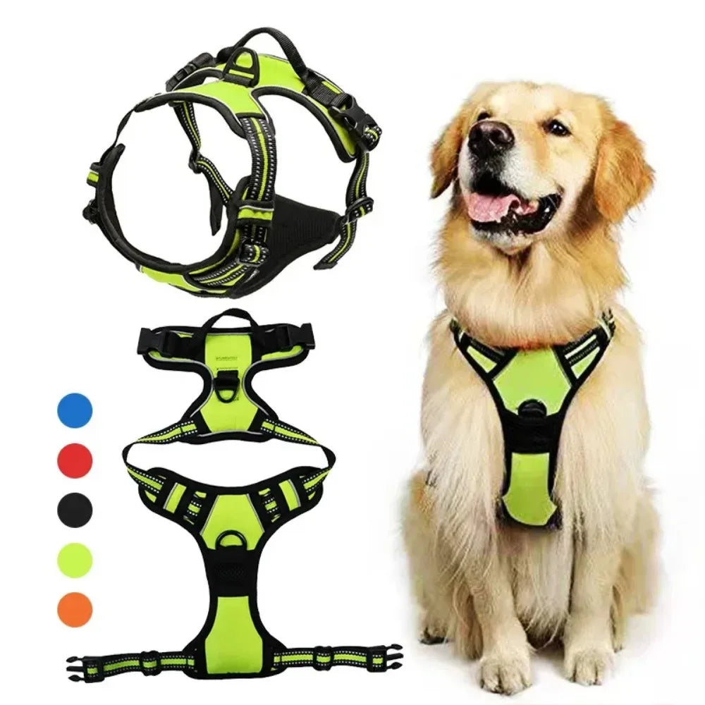 Reflective Breathable Dog & Cat Harness Vest – Adjustable Chest Strap, XS–XL (13–37 in / 33–96 cm)