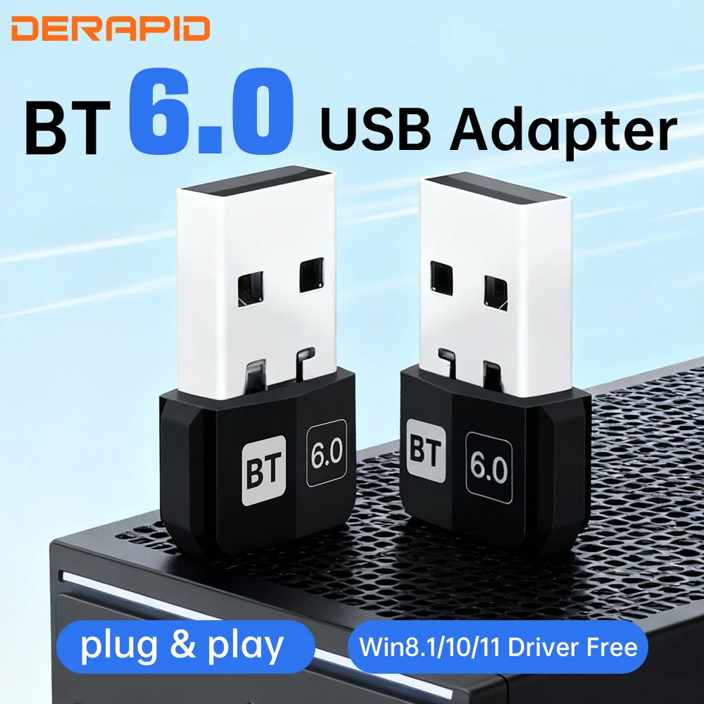 Bluetooth 5.4/6.0 USB Adapter Mini Audio Transmitter Receiver USB 2.0 Plug & Play for Windows 10/11/8