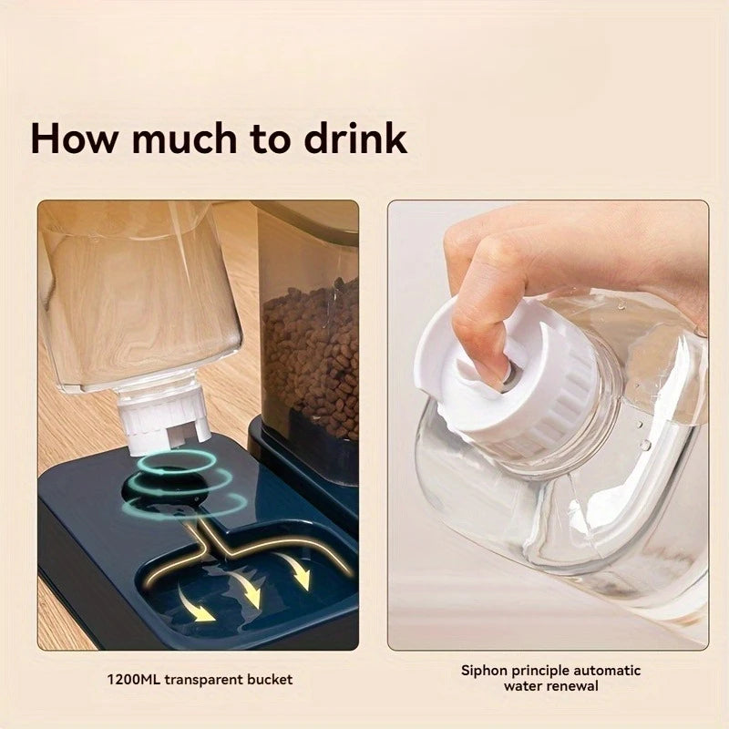 Automatic Pet Feeder & Water Dispenser – Portion-Control Food Bowl for Cats & Dogs (No Batteries Required)