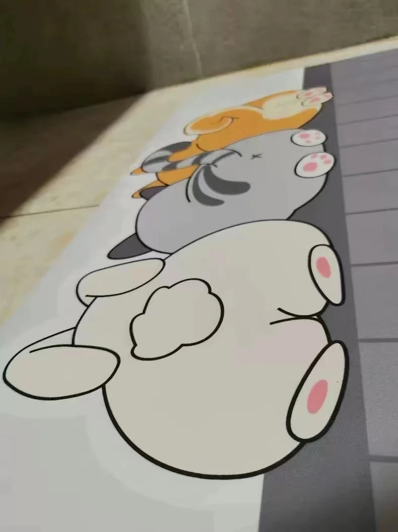 Cartoon Diatomaceous Earth Absorbent Bathroom Floor Mat - Quick-Dry Non-Slip Bath Rug for Toilet, Sink, Bedroom