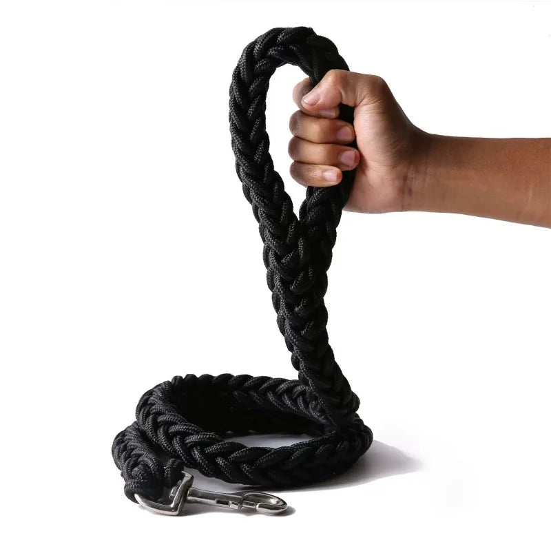 Large Nylon Braided Dog Leash 115cm (45.3in) Thick 2.0cm Rope Lead for Bulldog Rottweiler Hound