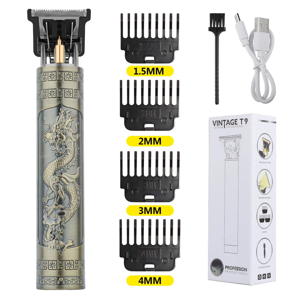 Retro Haircutting & Trimmer Set for Men — Rechargeable Electric Shaver & Beard Trimmer for Sensitive Skin, 60-Min Runtime